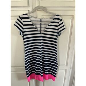 Lilly Pulitzer Stripe V Neck Dress Sz S Beach Nautical